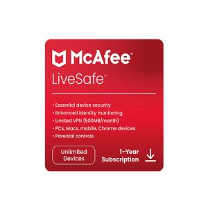McAfee Live Safe | Unlimited Devices | 1 Year -2024